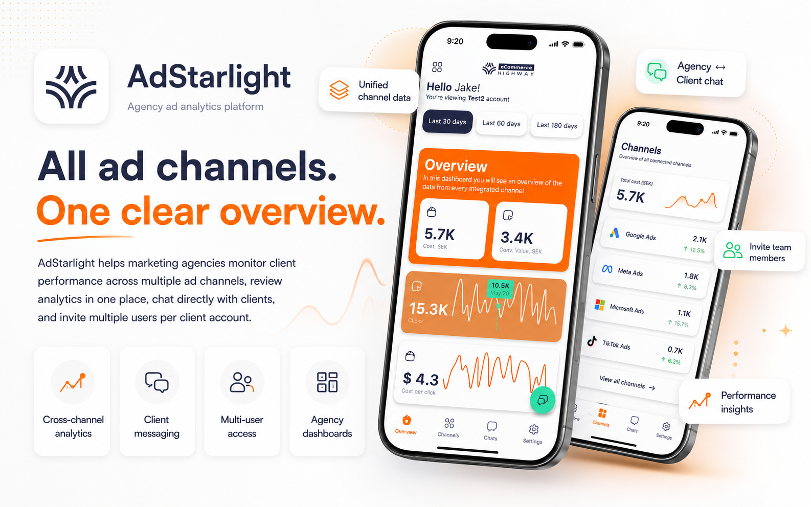 AdStarlight analytics app for ad managers