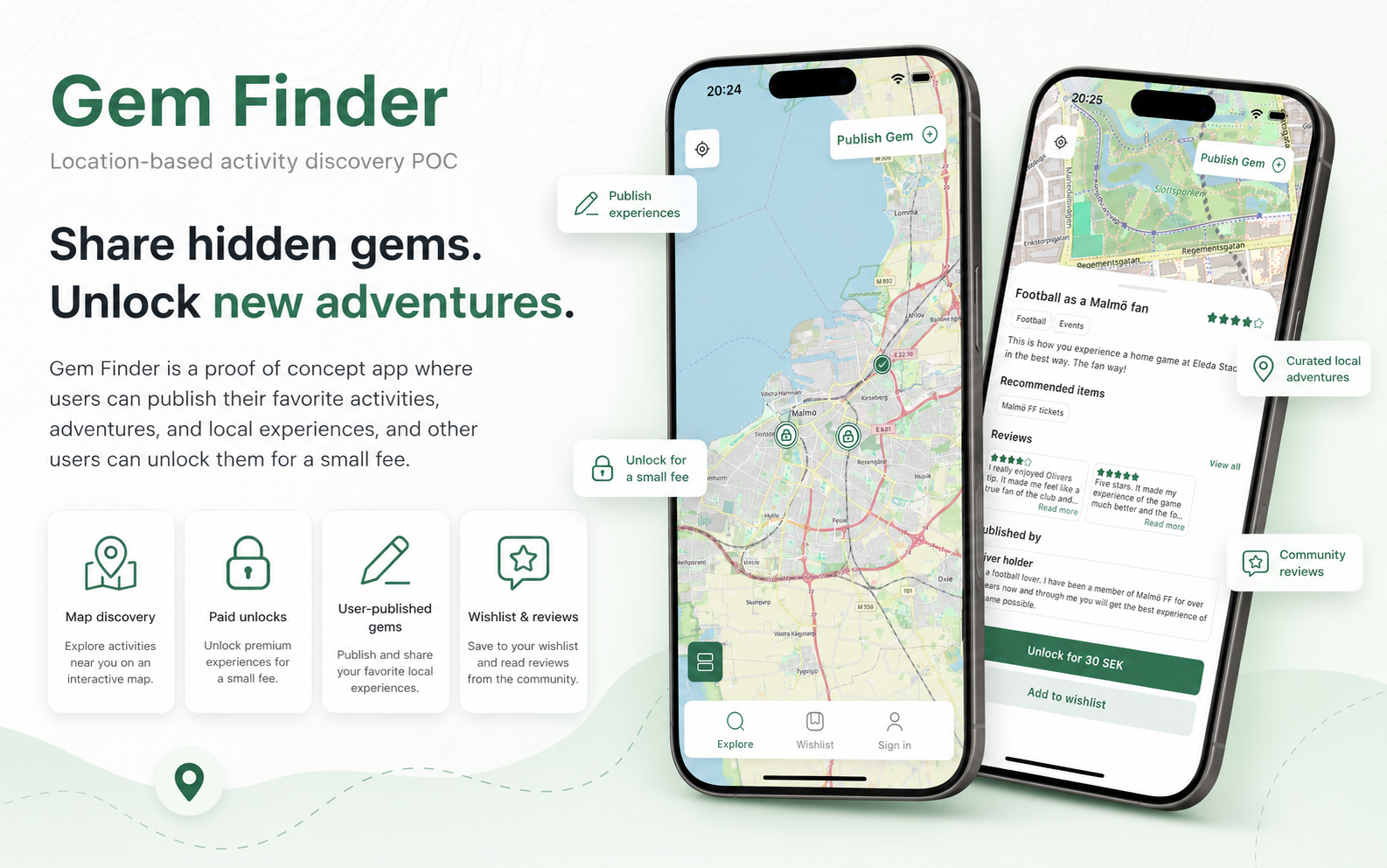Gem Finder app for finding adventures near you