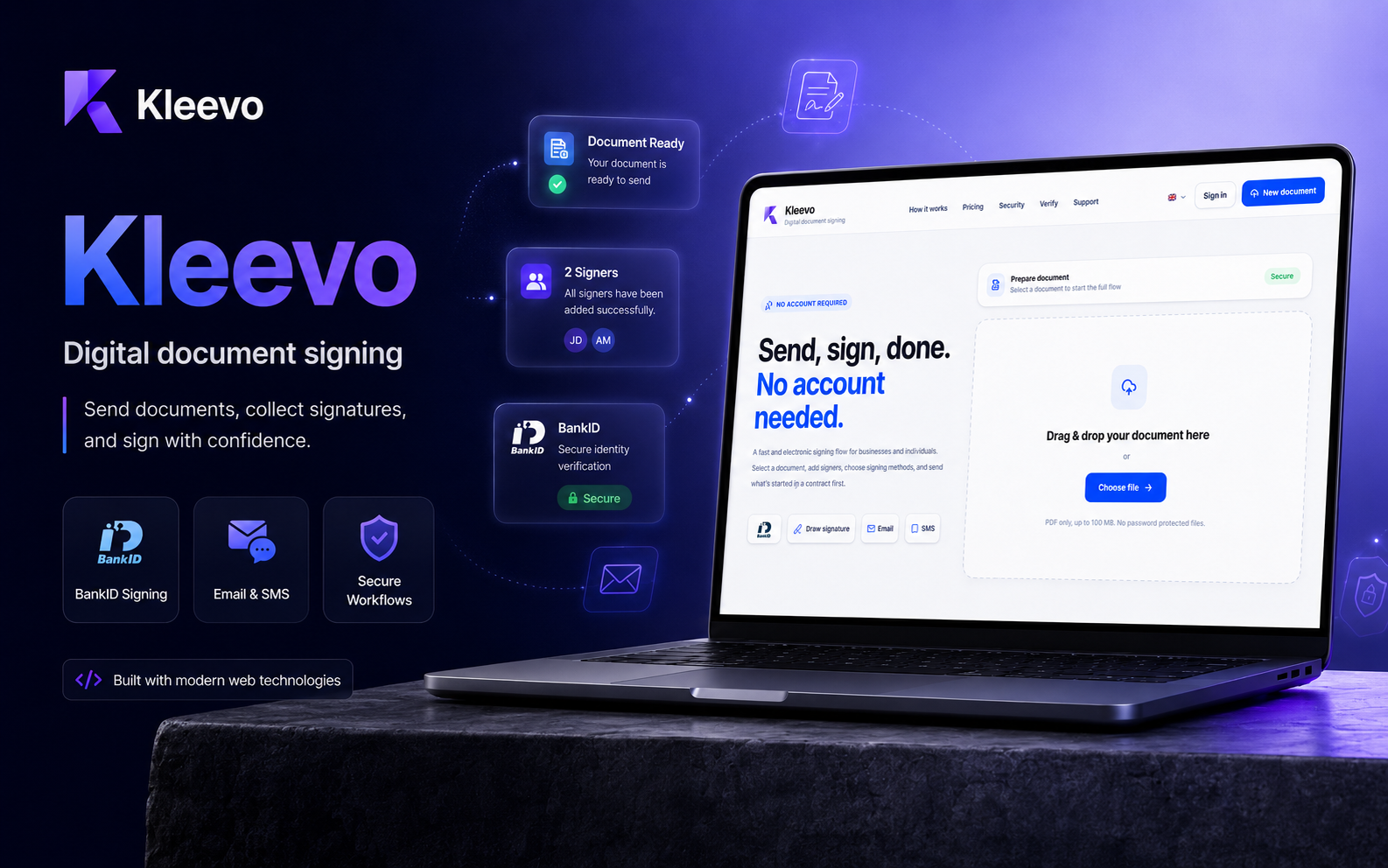 Kleevo digital document signing platform dashboard interface